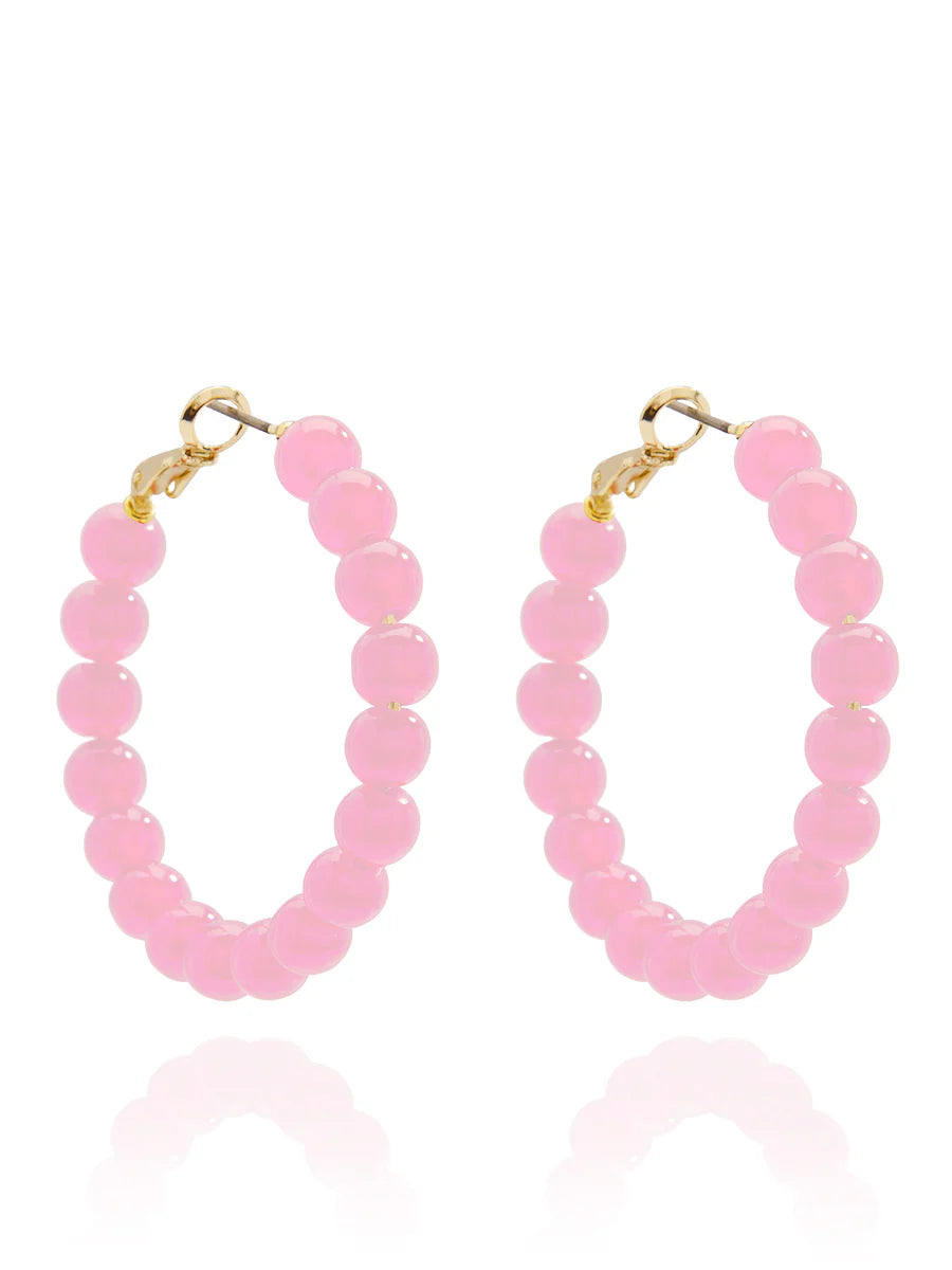 Medium Glass Bead Hoop Earring