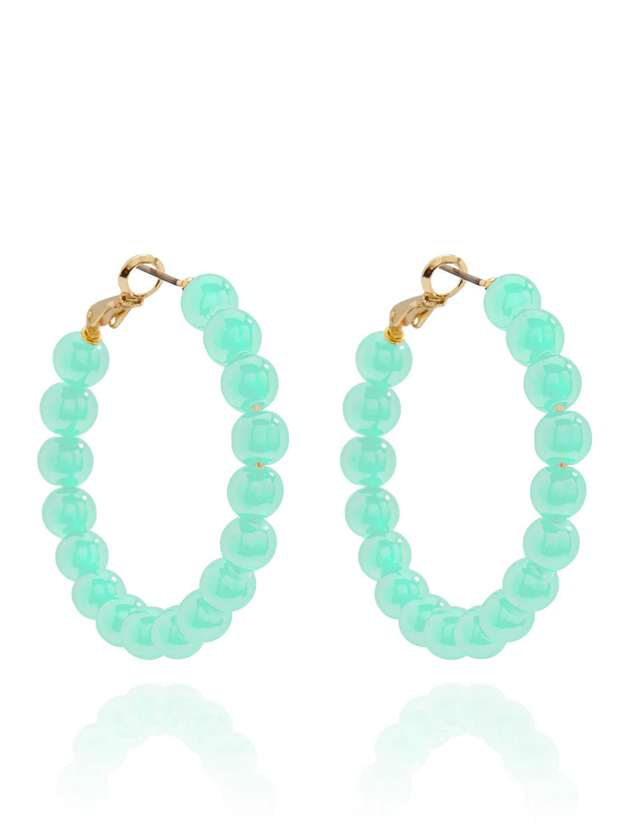 Medium Glass Bead Hoop Earring