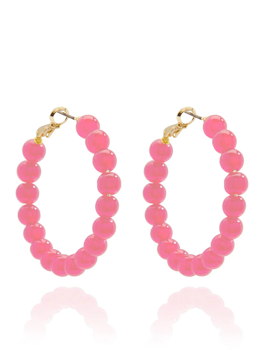 Medium Glass Bead Hoop Earring