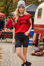Load image into Gallery viewer, Ruffle Sleeve Varsity Gameday Knit Top
