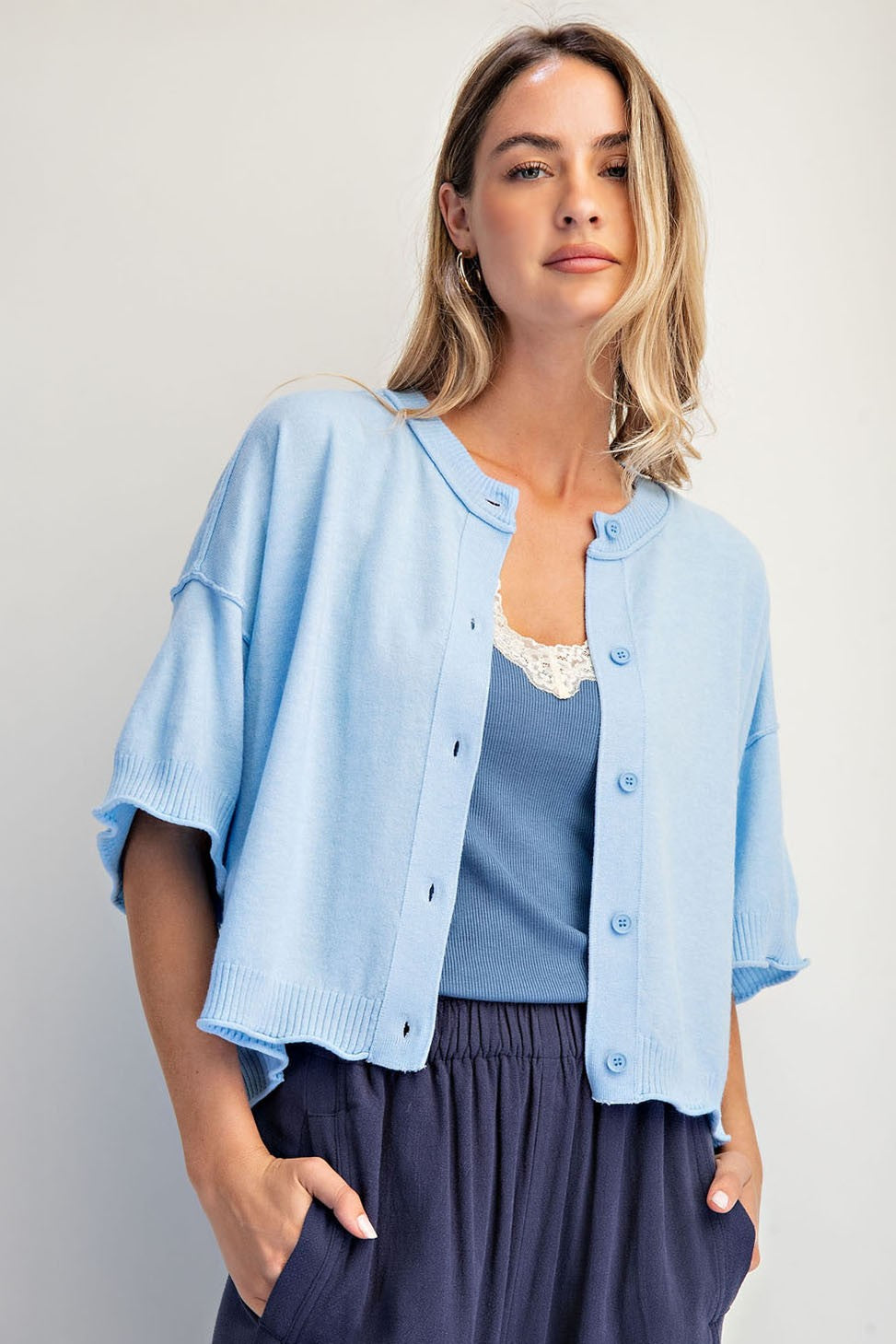 Crew-neck Cashmere Cardigan