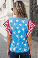 Load image into Gallery viewer, Independence Day Star &amp; Stripe Ruffle Sleeve Top
