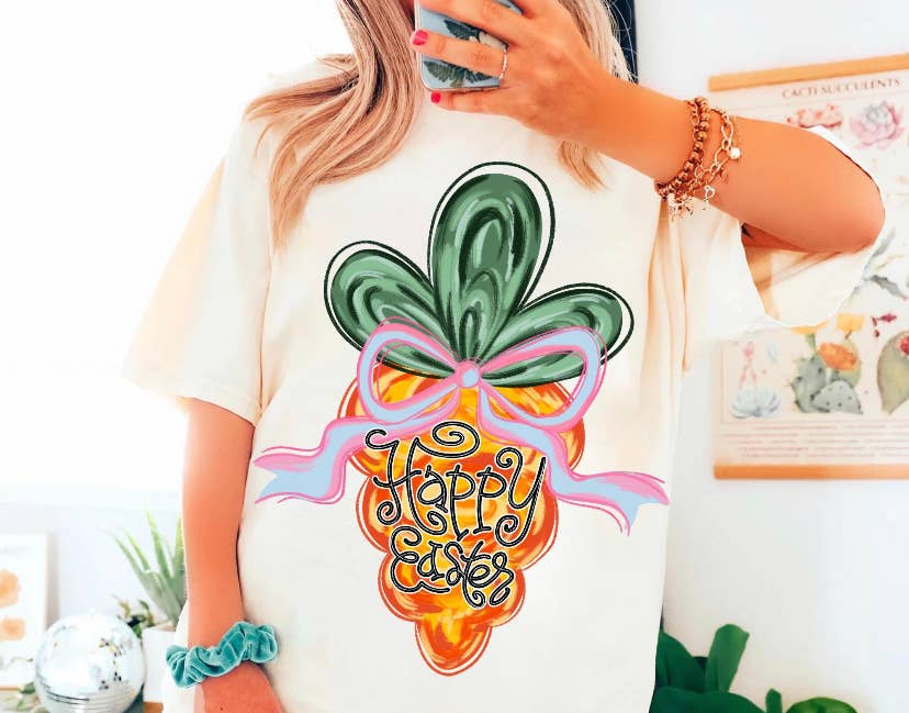 Happy Easter Carrot Coquette Short Sleeve Shirt *FINAL SALE*