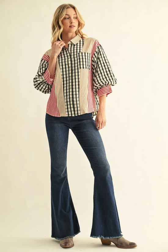 Charming Puff Sleeve Button Down Top