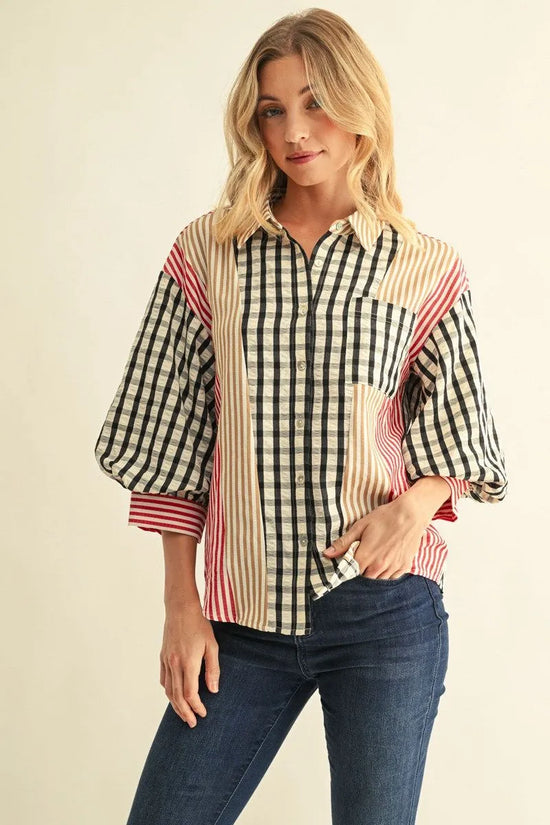 Charming Puff Sleeve Button Down Top