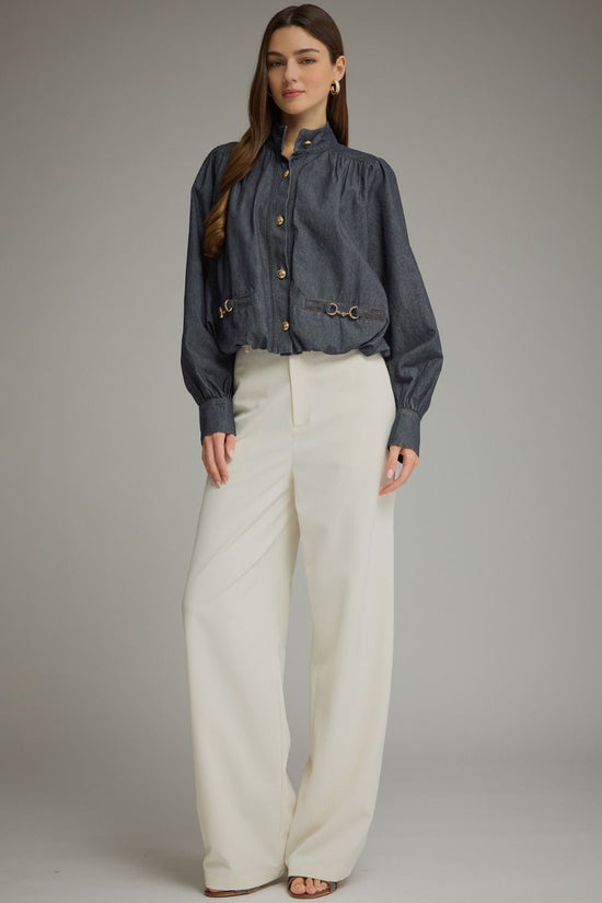 Denim Bit Embellished Top
