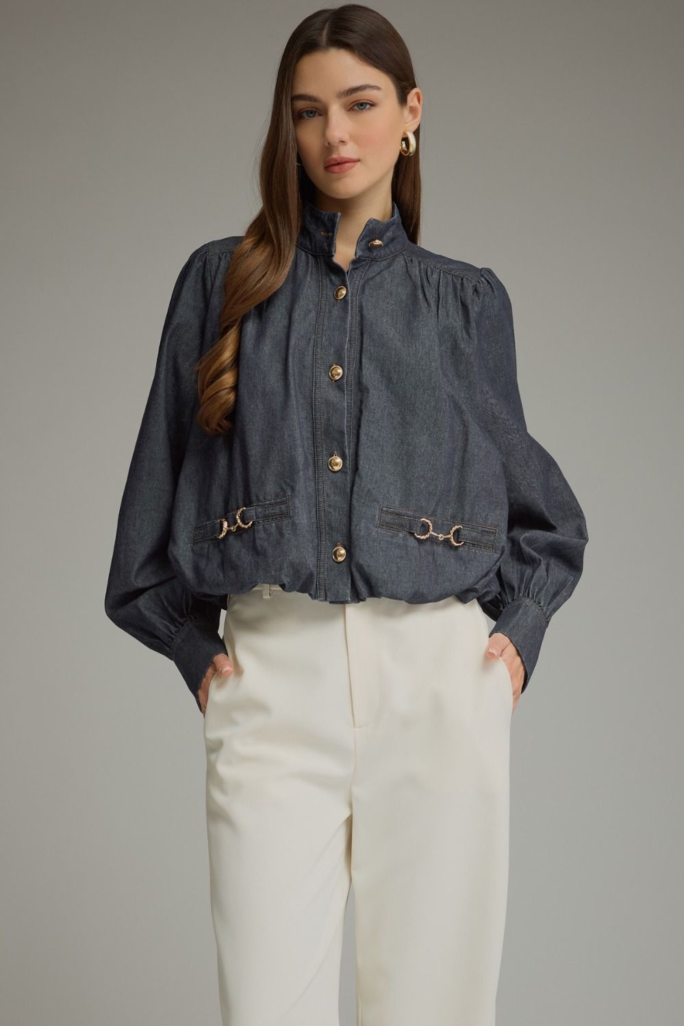 Denim Bit Embellished Top