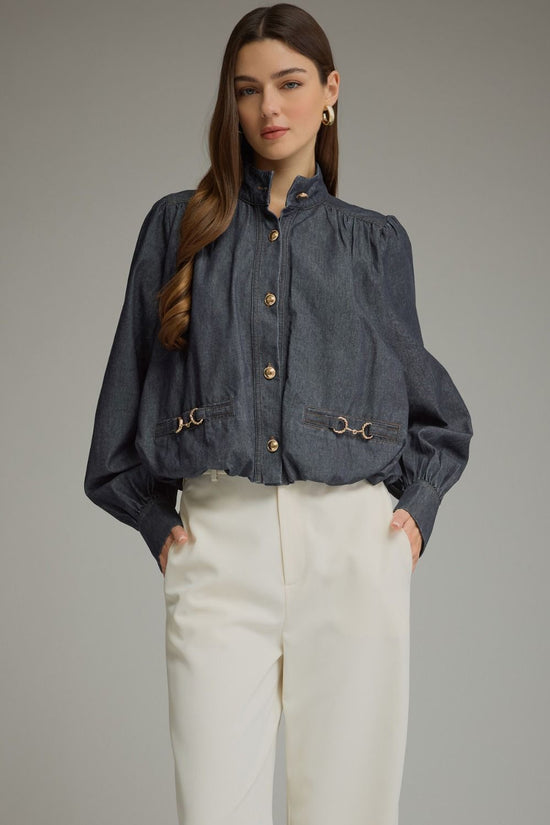 Denim Bit Embellished Top
