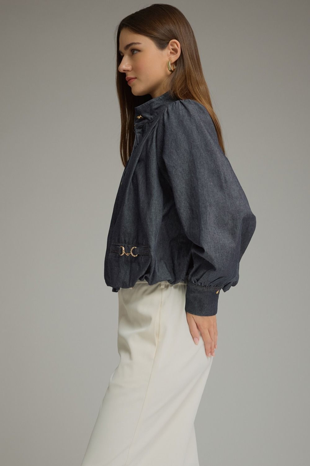 Denim Bit Embellished Top