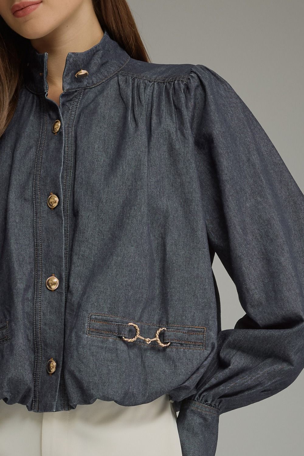 Denim Bit Embellished Top