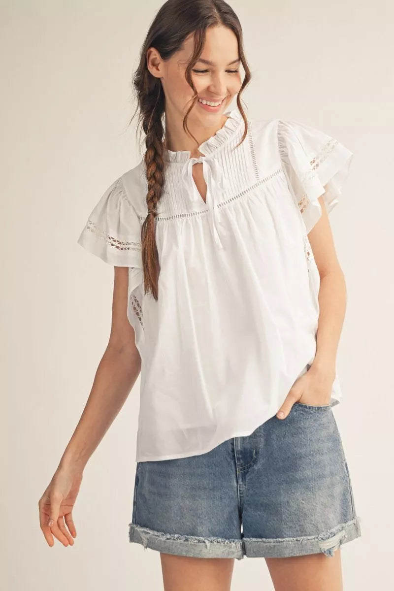 Angel Whisper Ruffle Lace Top