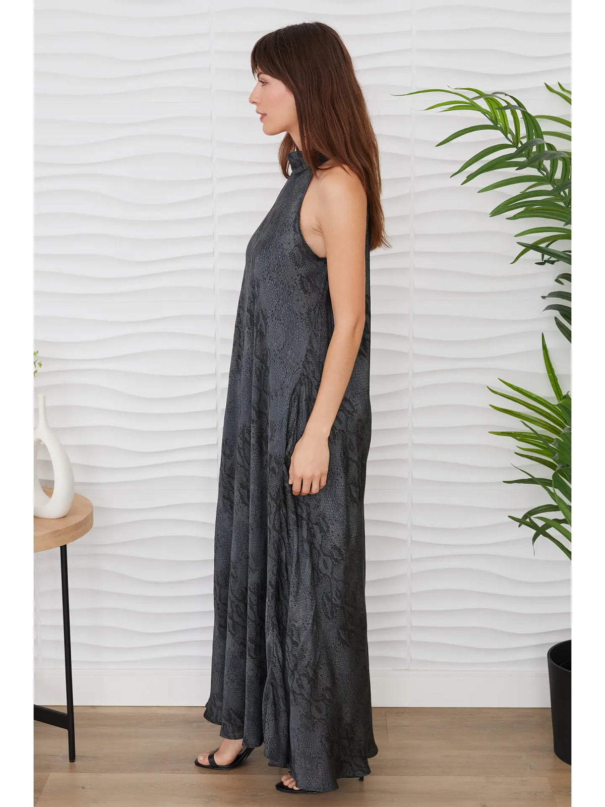 Python Mock Neck Maxi Dress