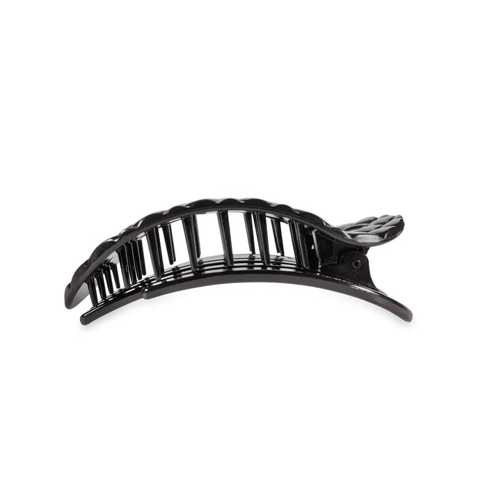 Flat Round Hair Clip | Large | Jet Black Quilted