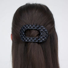 Load image into Gallery viewer, Flat Round Hair Clip | Medium | Jet Black Quilted

