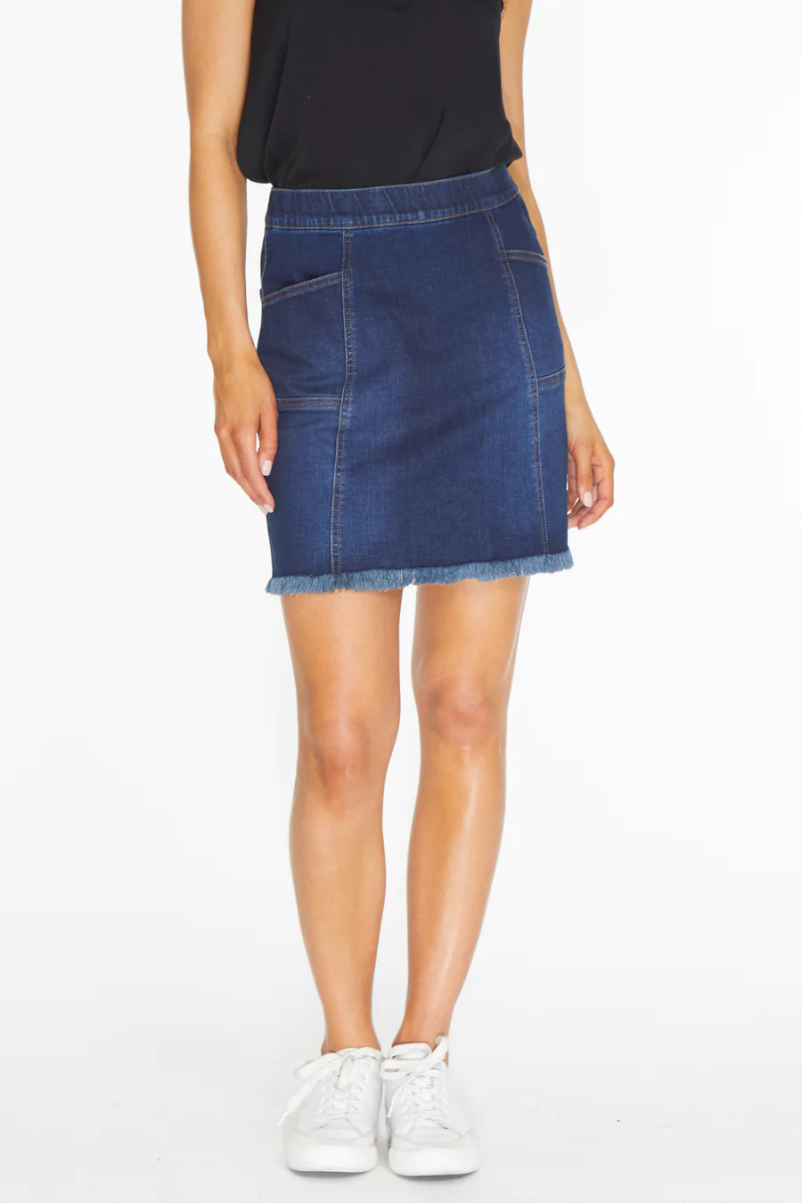 Jean Fringe Hem Skort