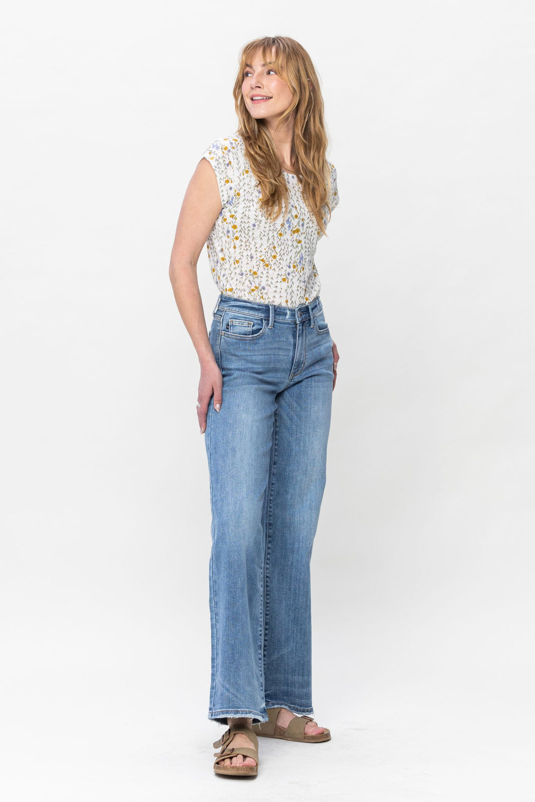 Judy Blue Mid Rise Vintage Washed Wide Leg