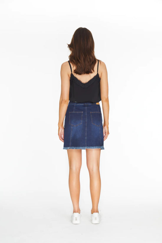 Jean Fringe Hem Skort