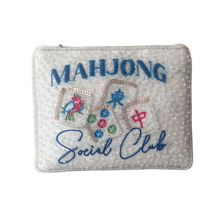 Mahjon Social Club Beaded Clutch