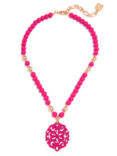 Load image into Gallery viewer, Damask Pendant Beaded Collar Necklace
