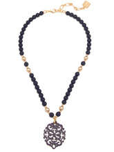 Load image into Gallery viewer, Damask Pendant Beaded Collar Necklace
