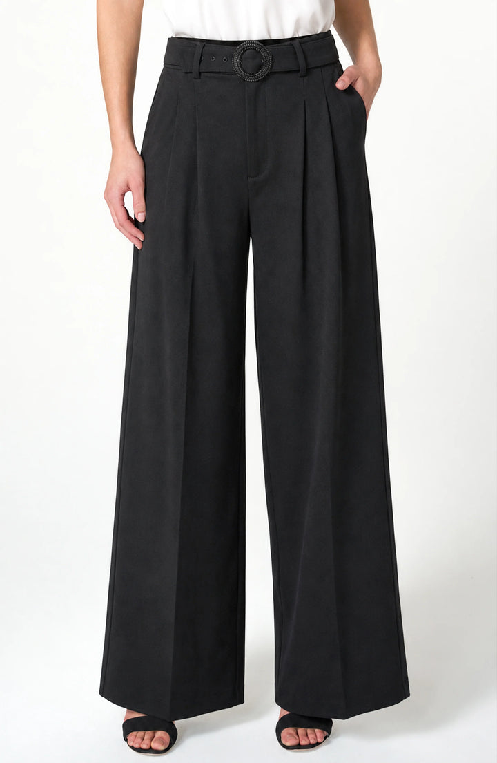 High Rise Belted Wide Leg Trouser