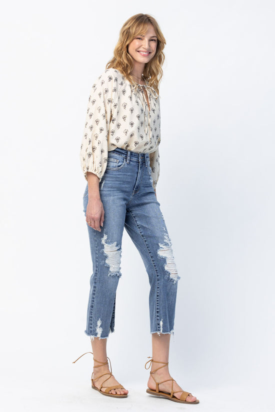 Judy Blue Release Hem High Waist Crop Straight *FINAL SALE*