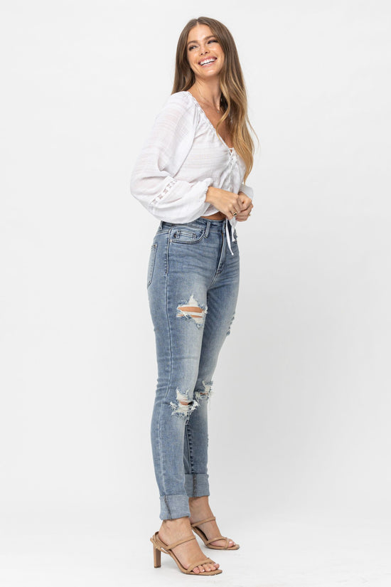 Judy Blue High Waist Skinny With Heavy Destroy Long/Tall Option *FINAL SALE*