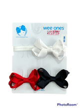 Load image into Gallery viewer, 3 Pk Tiny Wee One Bow With Band *FINAL SALE*
