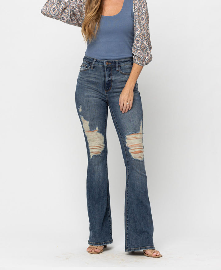 Judy Blue High Waist Destroyed Flare Tall Length *FINAL SALE*