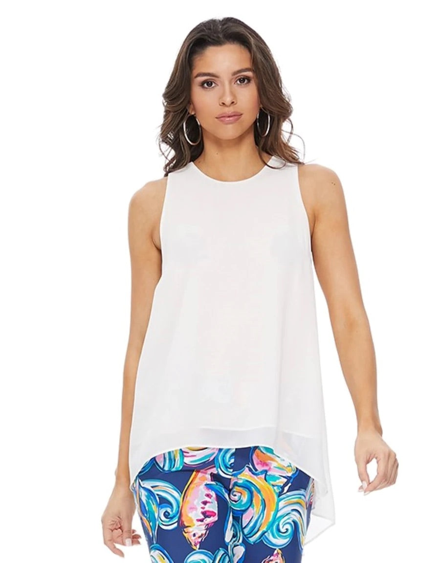 Georgette High Low Sleeveless Top
