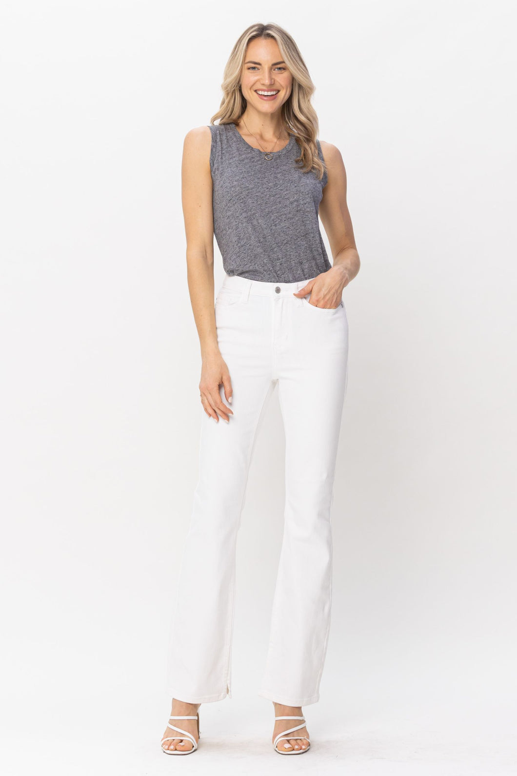 Judy Blue Mid Rise White Bootcut