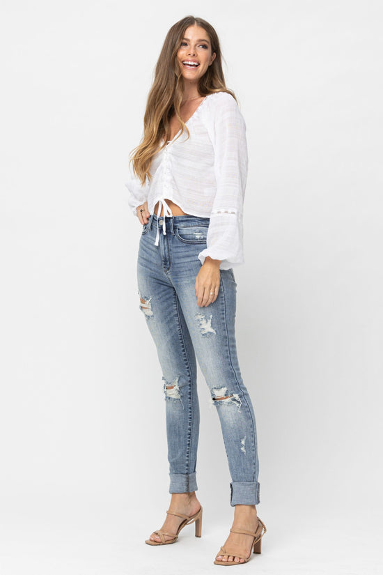 Judy Blue High Waist Skinny With Heavy Destroy Long/Tall Option *FINAL SALE*