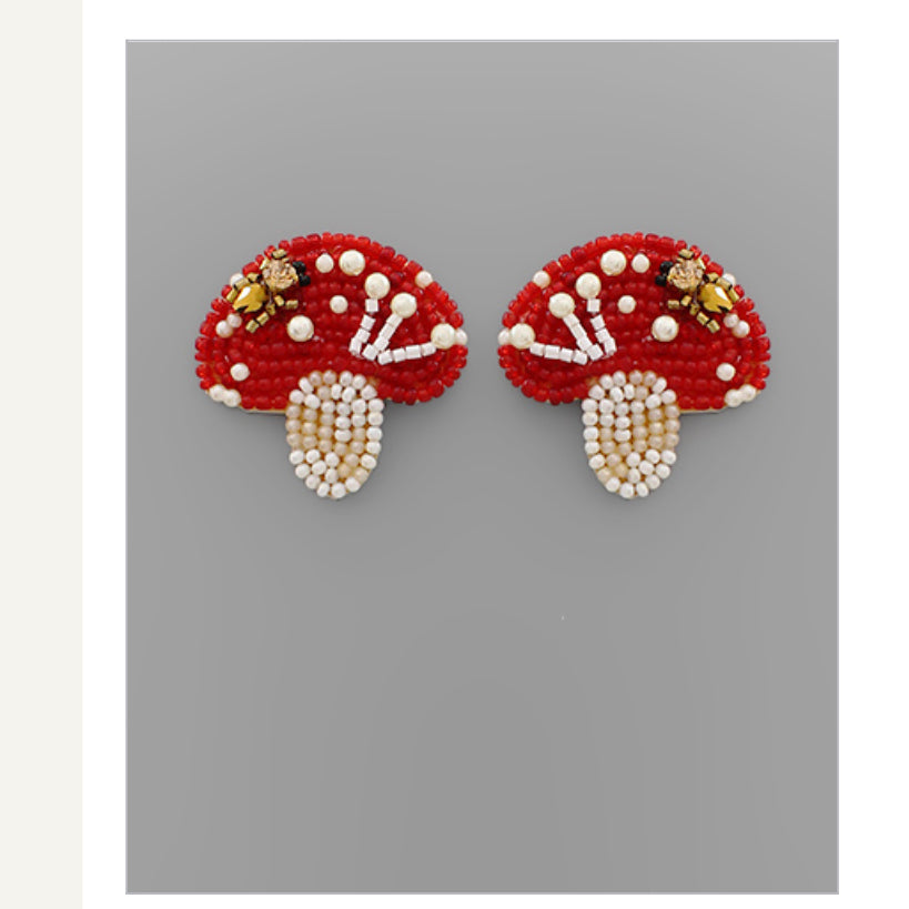 Beaded Mushroom Earrings