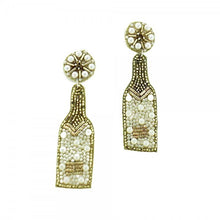 Load image into Gallery viewer, Beaded Champagne Bottle Earrings Featuring Rhinestone Accents  *FINAL SALE*
