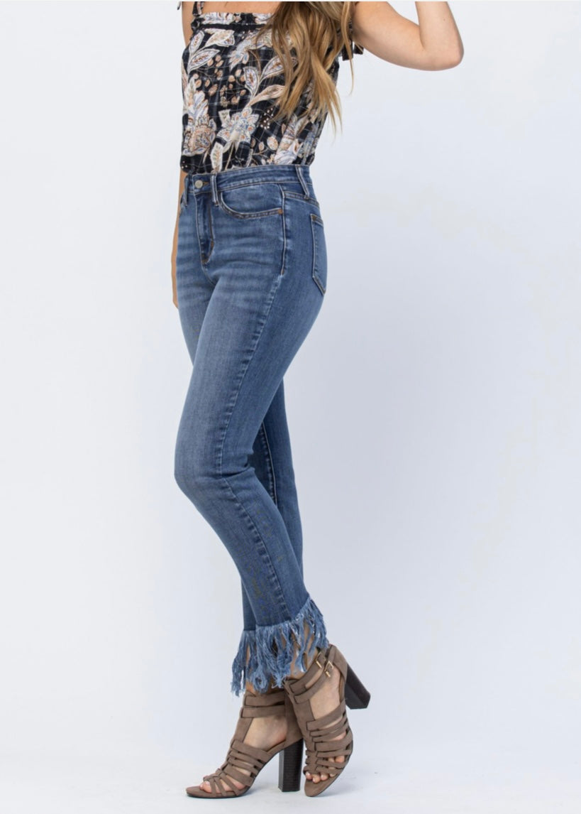 Judy Blue High Waist Relaxed Fit With Hem Fray Jean
