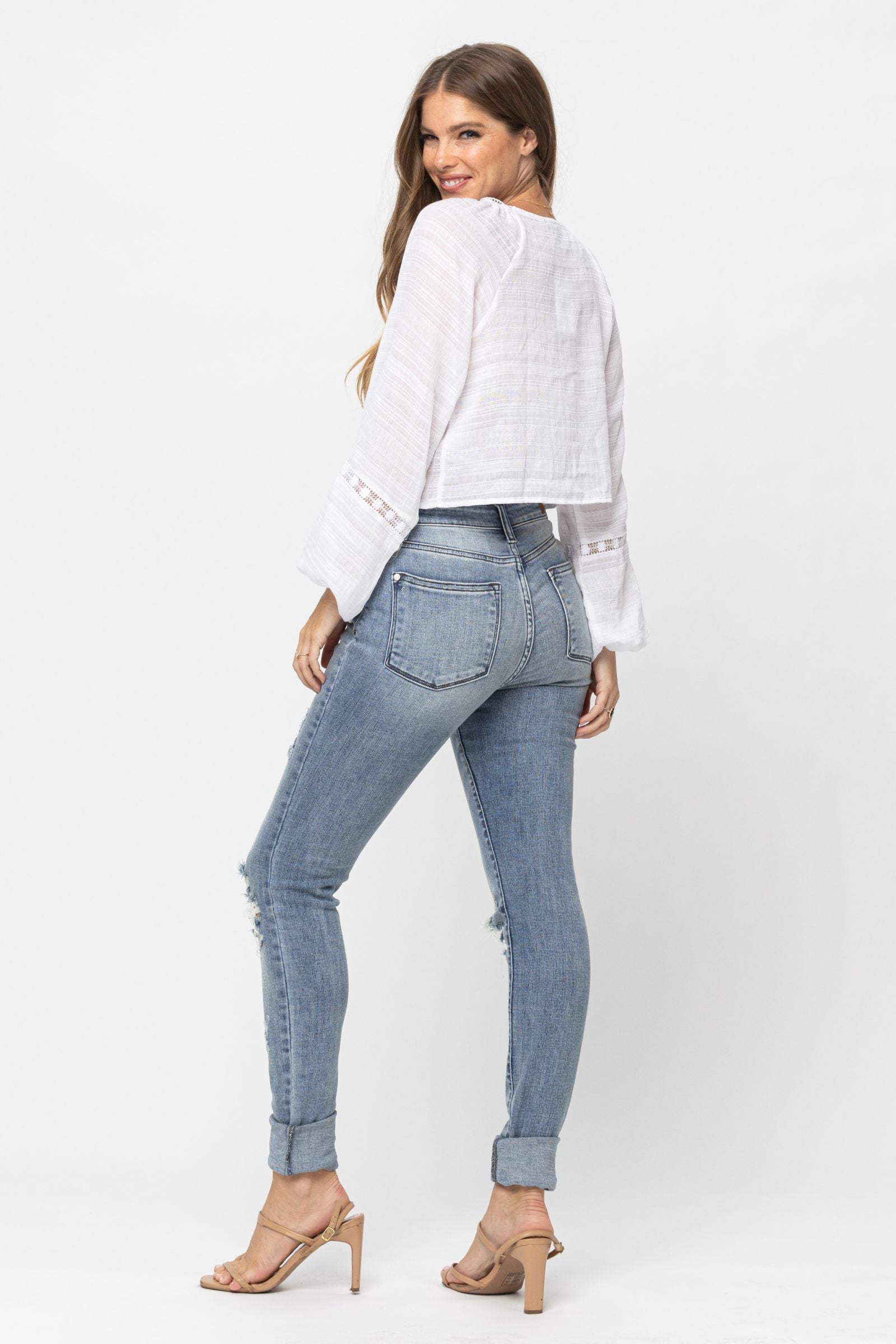 Judy Blue High Waist Skinny With Heavy Destroy Long/Tall Option *FINAL SALE*