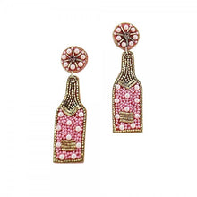 Load image into Gallery viewer, Beaded Champagne Bottle Earrings Featuring Rhinestone Accents  *FINAL SALE*
