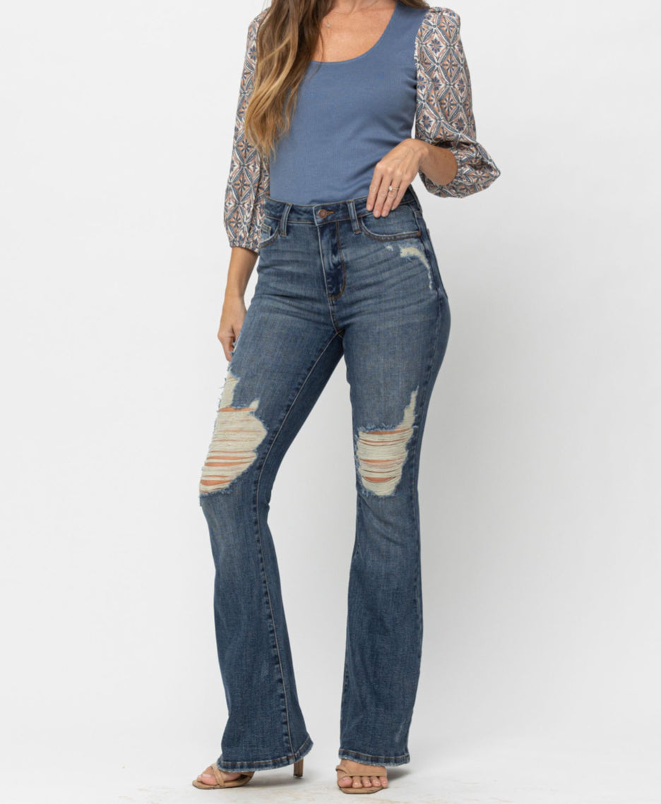 Judy Blue High Waist Destroyed Flare Tall Length *FINAL SALE*