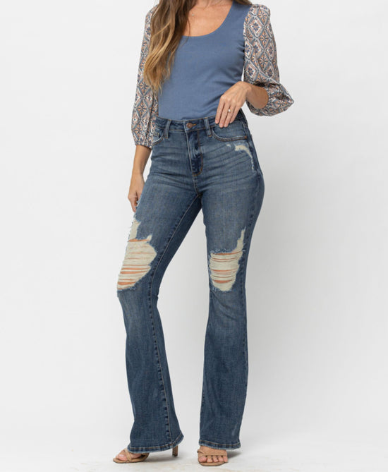 Judy Blue High Waist Destroyed Flare Tall Length *FINAL SALE*