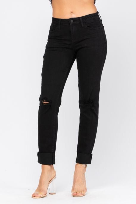 Judy Blue Black Mid-Rise Distressed Slim Fit *FINAL SALE*