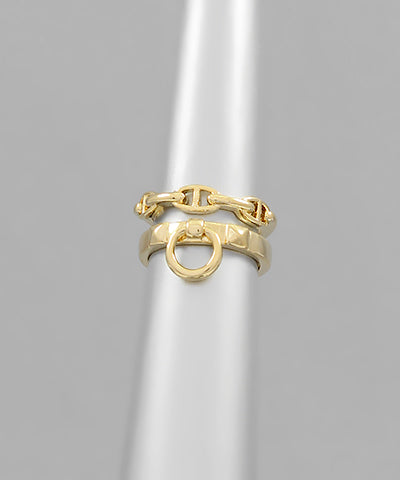 Double Row Ring With Charm