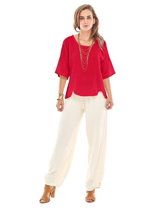 Oh My Gauze Scallop Top
