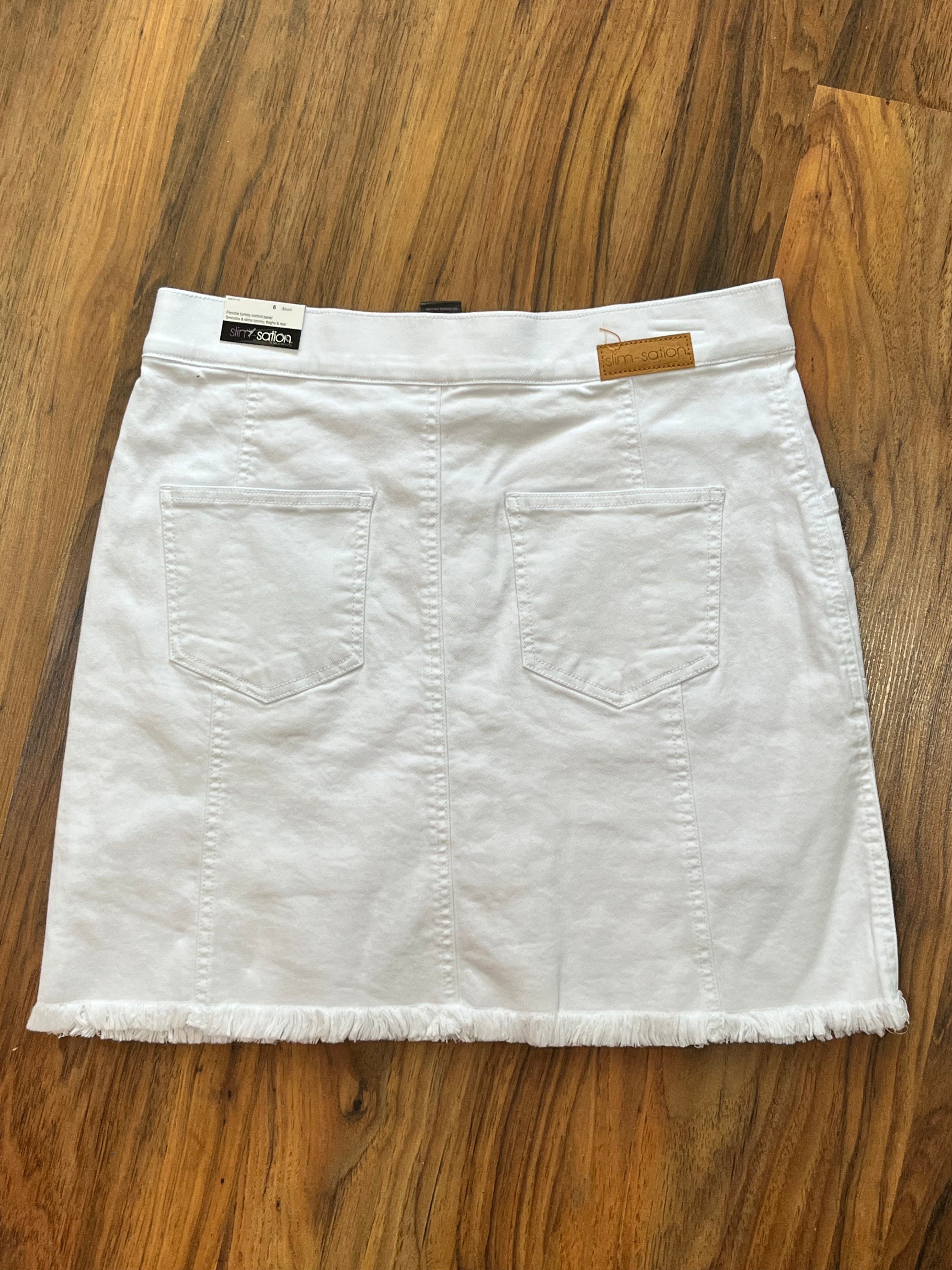 Jean Fringe Hem Skort