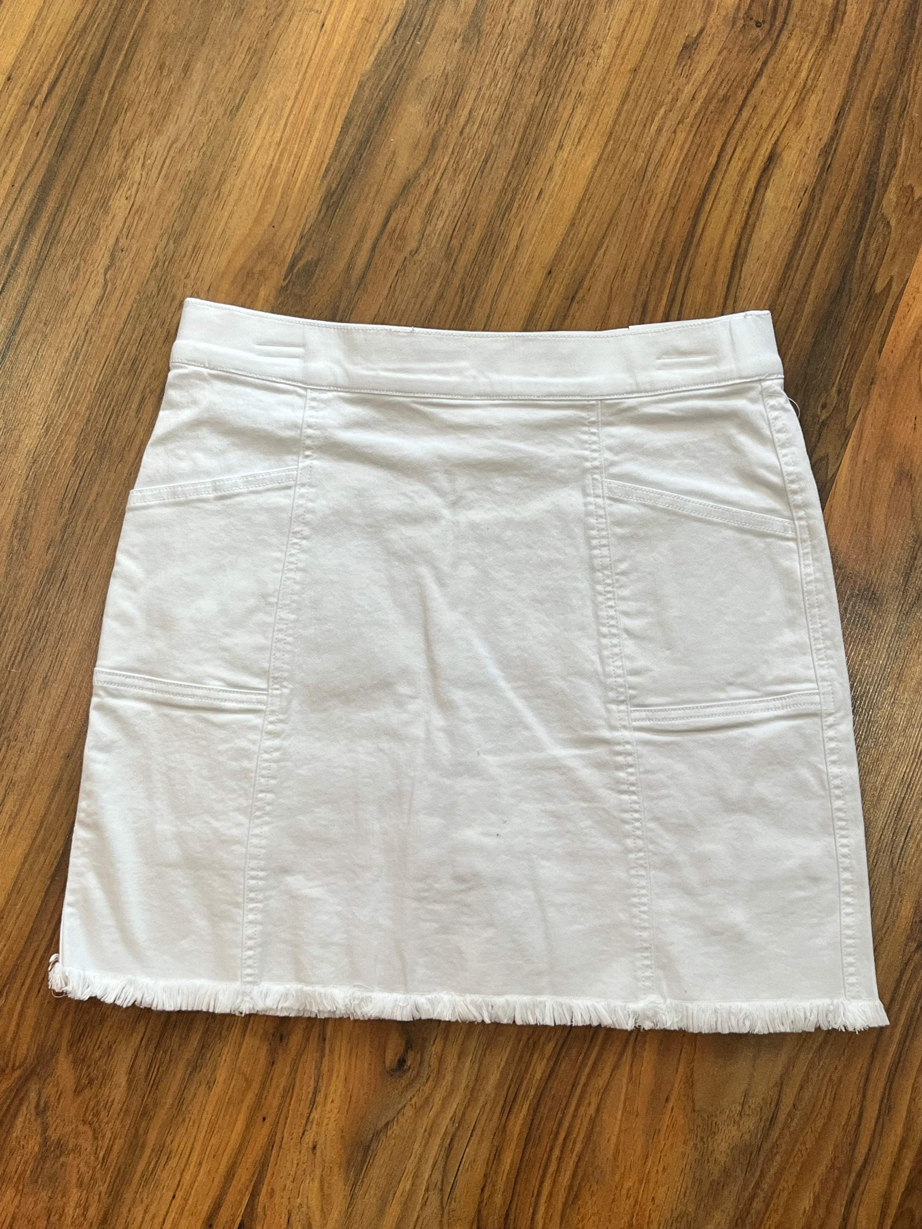 Jean Fringe Hem Skort