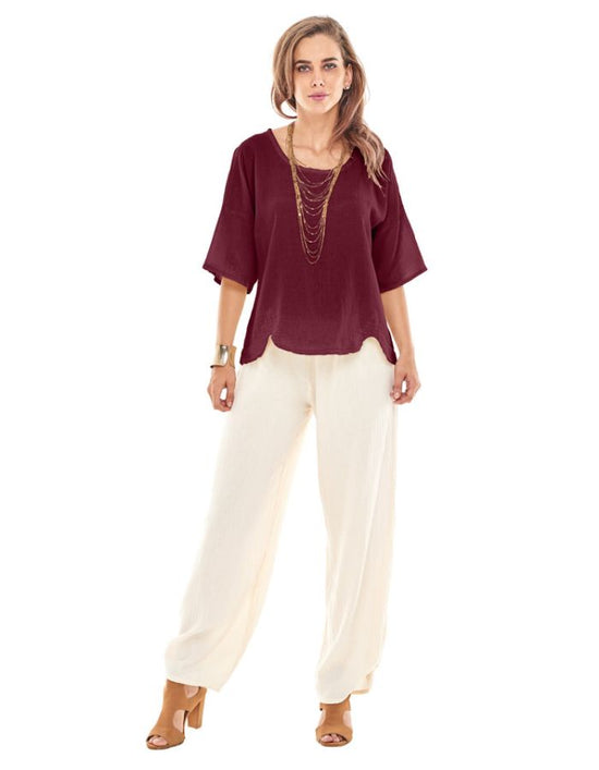 Oh My Gauze Scallop Top