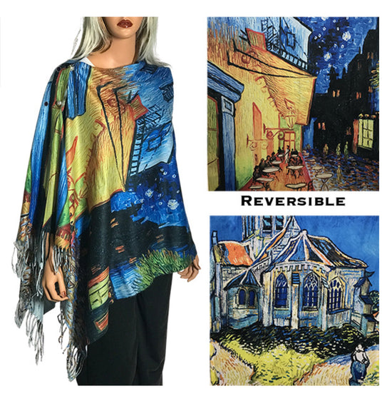 Reversible Suede Cloth Shawl With Bottons