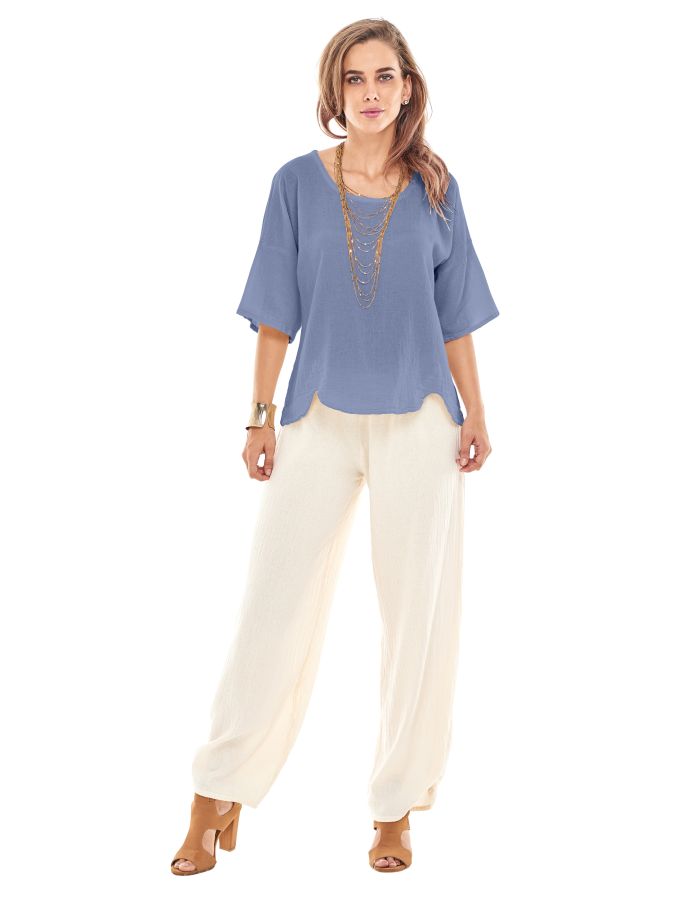 Oh My Gauze Scallop Top