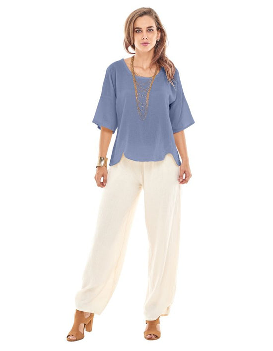 Oh My Gauze Scallop Top