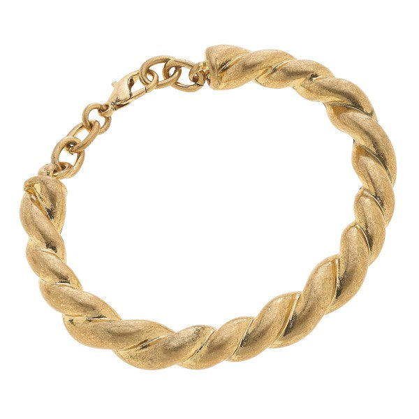 Twisted Bangle Bracelet in Worn Gold
