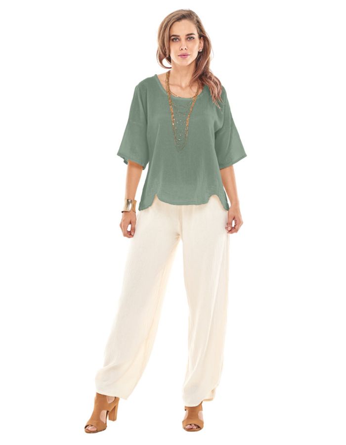 Oh My Gauze Scallop Top